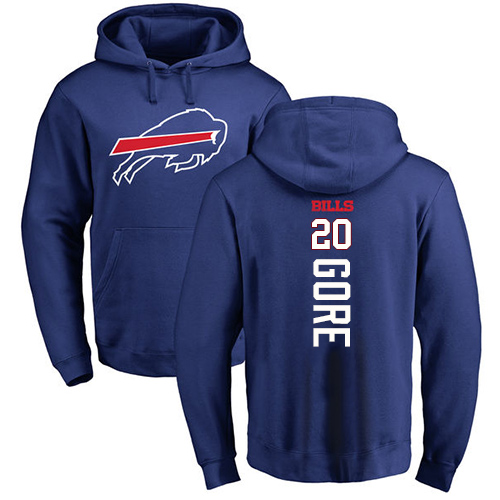 Men NFL Buffalo Bills 20 Frank Gore Royal Blue Backer Pullover Hoodie Sweatshirt
